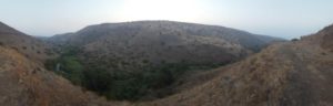 Panorama view from the black trail (hiking path) - Raging jordan river