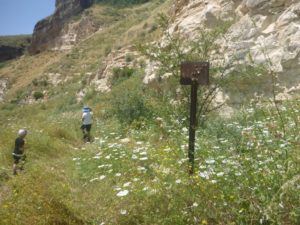 A railway sign. Now it has bolts holes (probably Jordanian snipers) - The Hejaz railway tunnel