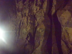 The uncovered Basalt rock in the middle of the tunnel  - The Hejaz railway tunnel