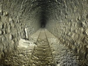 Here you can really see the horseshoe shape of the arch. On the left some of the tunnel stones that fell apart. For a 120 years old tunnel with almost no maintenance - It is in an excellent shape!  - The Hejaz railway tunnel