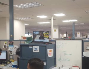 Watching the news in the office - end of another round