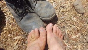 my feet at the end of this 10km trek - army treks