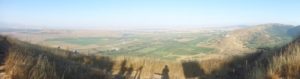 The view East from the top of Mount Bental. The border is along the agriculture area. - volcanoes