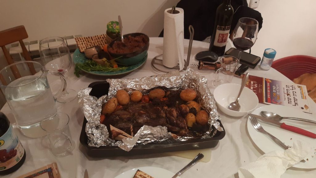 How all the family Passover table looked like, each couple celebrating by its own - 1 - Passover