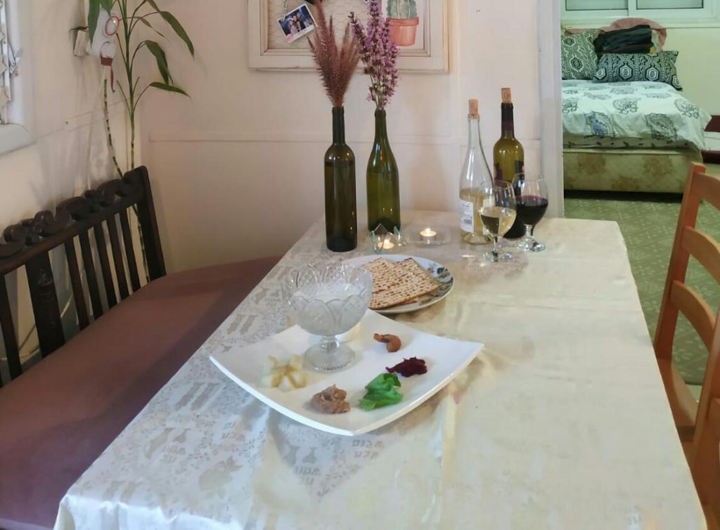 How all the family Passover Seder tables looked like, each couple celebrating by its own - 6 - Passover Seder