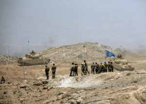 IDF soldiers evacuating the Hermon Summit and move the responsibility to the UN force (Source: UN archive) 