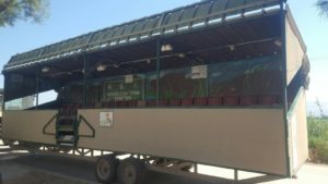 The cart for the per-ordered tours - Hula lake