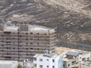 A building in Majdal Shams on the border fence