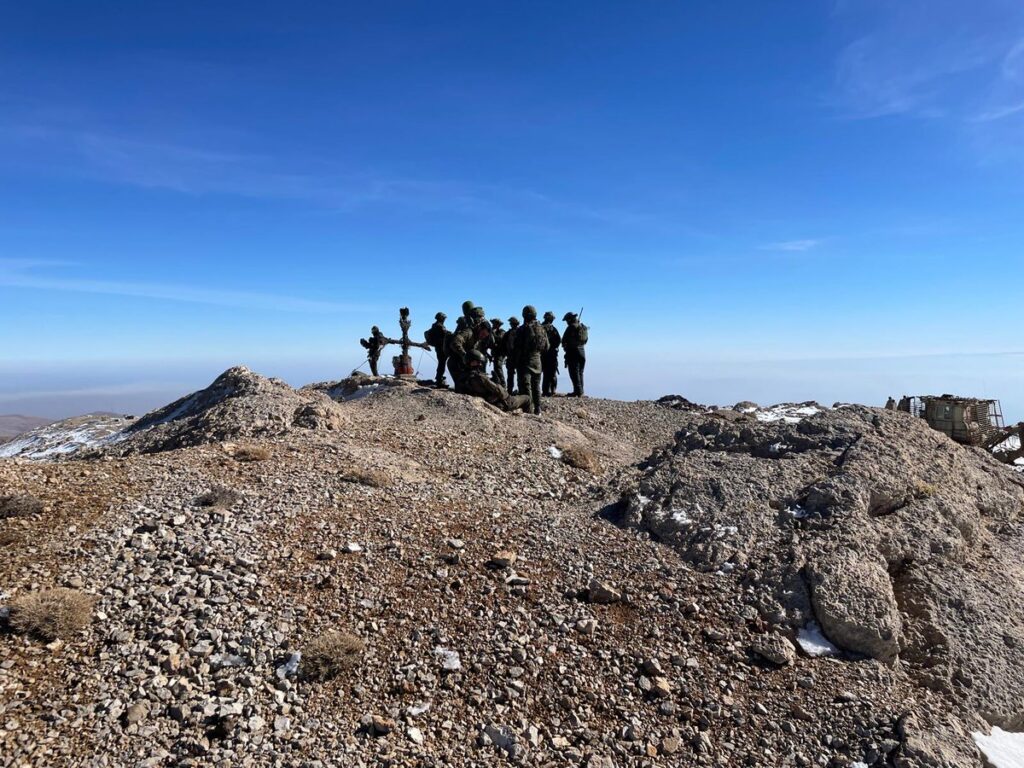 IDF soliders near the cross on top of the mountain (Source: IDF spokerman)