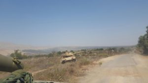 A tank on the north of Golan heights, many of those are found on this area - Wind turbines