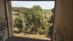 Looking South, toward Qunetra, from the stairs window - The headquarters building of the Syrian forces on Golan heights