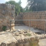 An Byzantine church ruins, probably part of a monastery, that host pilgrims on their way to Jerusalem and Bethlehem. The 4.2*10m mosaic of the main hall was uncovered on 2016. It was ruined in ancient times by people against the images of human on public space. It was been ruined after been uncovered by ultra rebellious who are against archeological diggings. On the east there is a small crypt. The walls are from the Ottoman time building that stood here. - Hanut