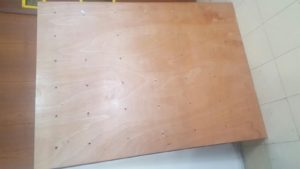 The plywood fully holed and ready for the T-nuts