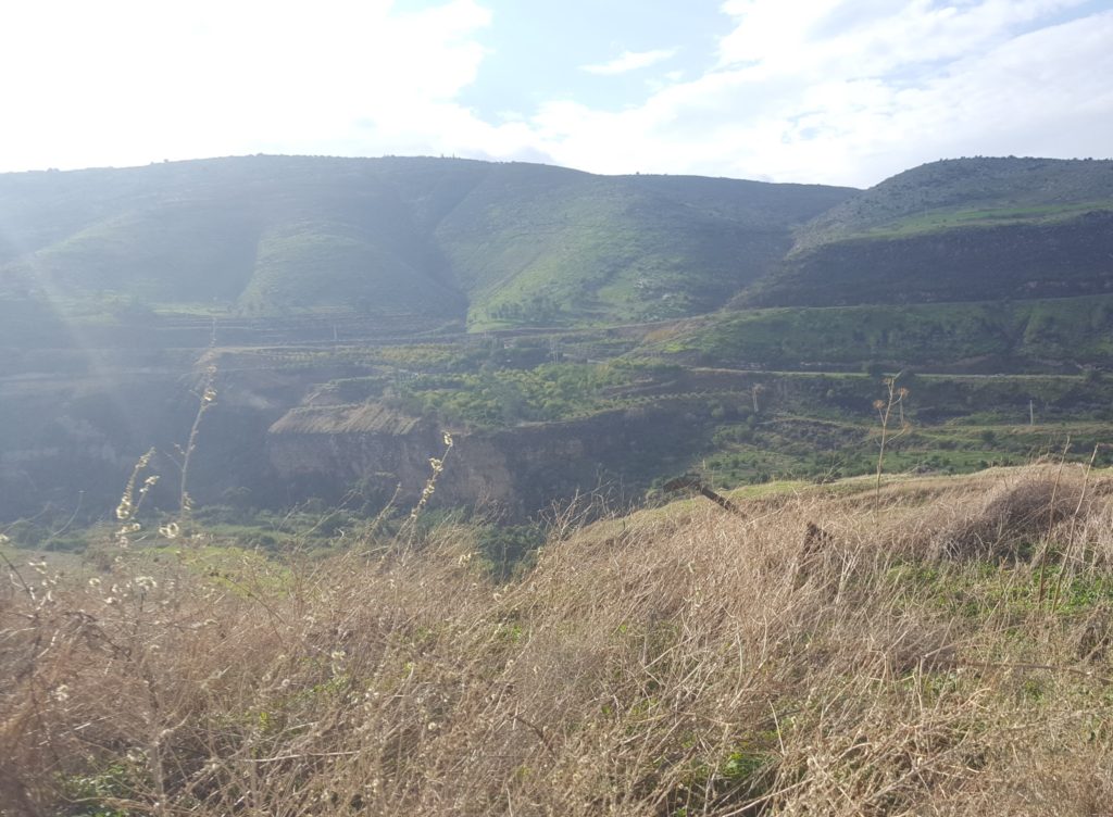 Over the border fence and looking on the Yarmouk valley