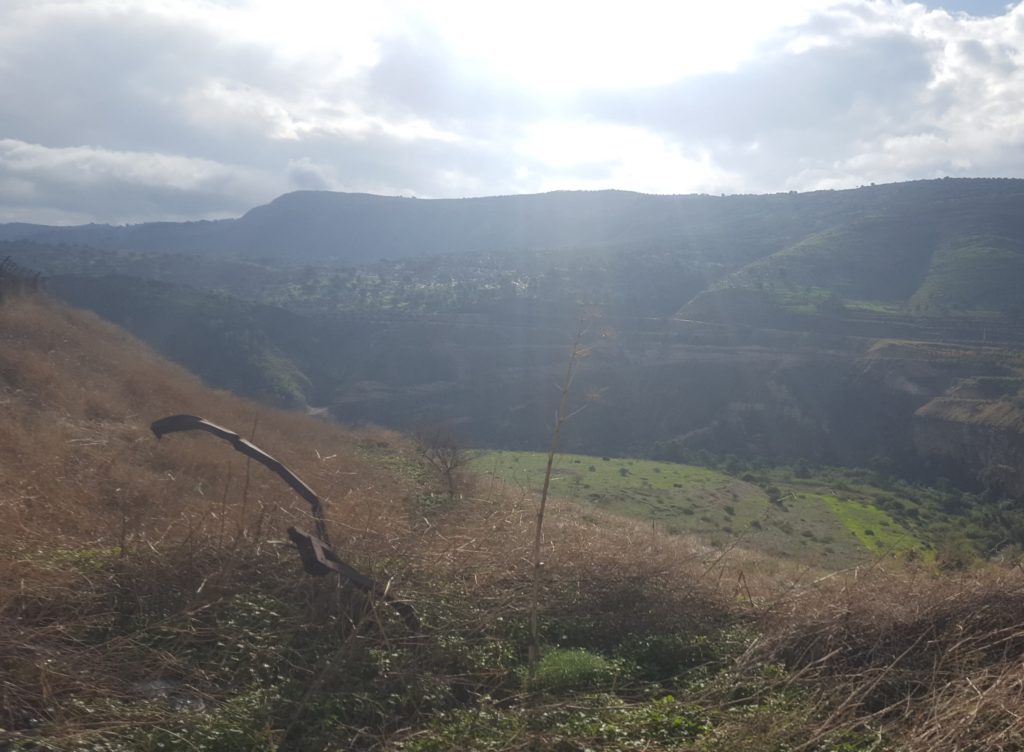 Over the border fence and looking on the Yarmouk valley