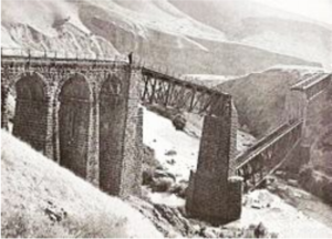 A close up view on the ruined bridge after the night of bridges explosion