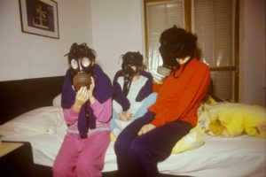 A family with gas masks in the sealed room. See why I was scared about it? (Source: IDF Archive) - Gulf War