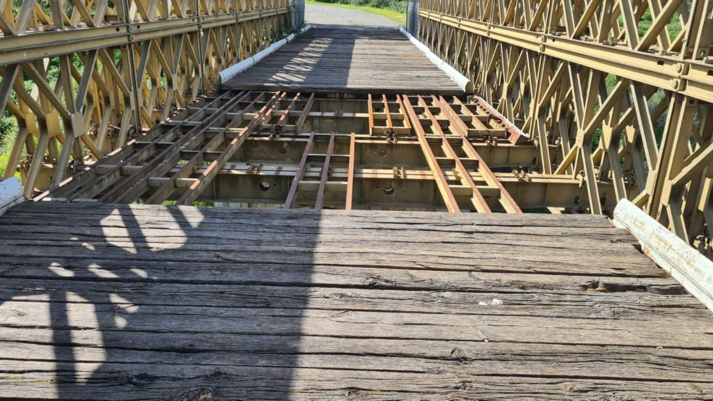The bridge wood deck over the steel beams - Bnot Ya'akov