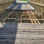 The bridge wood deck over the steel beams - Bnot Ya'akov