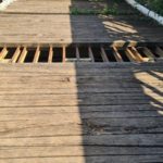 The bridge wood deck over the steel beams - Bnot Ya'akov