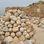 The Burnt room and the stone catapults thrown over by the Mamluk forces. There some 1,500 stones, the highest concentration found! - Apollonia