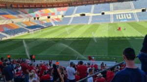 In mid time someone thought it will be smart to water the grass. But only the side of Hapoel Ramat Gan