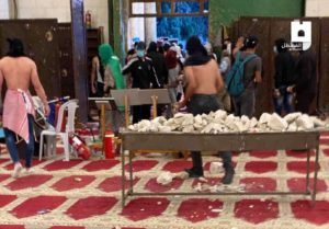 Rocks inside Al-Aqsa mosque ready for the riots