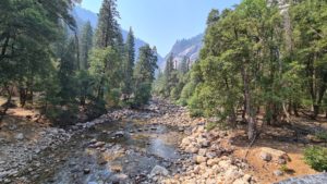 Merced river down about Happy Isles, which is the trailhead to Vernal fall - Yosemite waterfalls