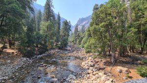 Merced river down about Happy Isles, which is the trailhead to Vernal fall - Yosemite waterfalls