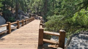 The wodden bridge is point of view to Vernal fall