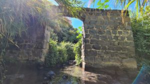 The arch on the entrance to the renovated watermill. Ein Divsha