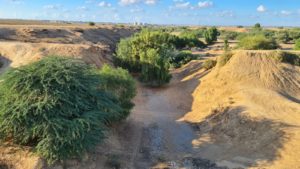 Ofakim stream down below the bridge