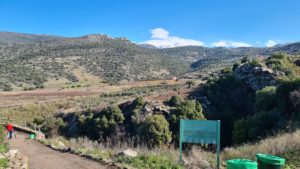Nimrod fortress above and below Saar waterfall.
