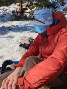 Making tea from the snow (not really, the gas was out and we stopped to buy a new ballon).