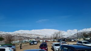 Snowed mount Hermon from Birkat Ram (Lake Ram)