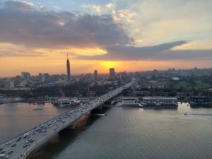 Sunset from the 19th floor hotel in Cairo