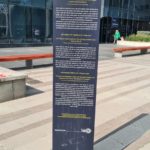 The mosaic explanation sign on Nachum Gutman fountain - Independence trail