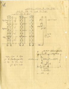 The original static calculations for the elevator shaft (source: Tel Aviv Municipal Archive). herzl 16