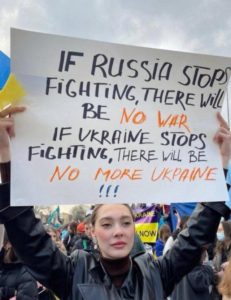 If Russia stop fighting, there will be mo war. If Ukraine stop fighting, there will be no more Ukraine" (source: Reddit) Originally being said on the Arabs and Israel.