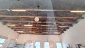 The renovated wood roof trusses (when I took the pic, a guy went out of the office asking me what did I took pic of. He was really surprised to hear I took pic of the roof wood truss, and he was even more surprised to hear he wood truss roof 😊) herzl 16