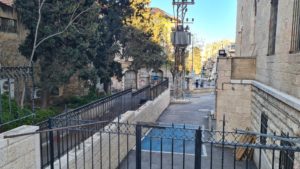 Mea Shearim street and the sign warning unmodest woman to stay out