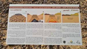 Clear explanation sign half the way up the hill - Maktesh Ramon Carpentary