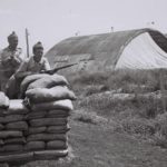 "Hagana" members guarding the former British RAF Sirkin Airport. Those buildings are probably HAS. (Source: Wikipedia.com)