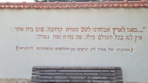 "We  came to the land of our fathers to an holy target. No other home we have in the whole world. Here we will live and here we will die." The answer of Meir Laib Hershko (one of the Halutzim) to a Venetian.
