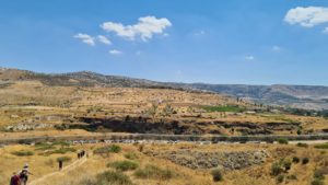 Looking south over the Yarmouk valley. In the middle of the pic there is an excavation for the foundation of the dam that was planned to be built