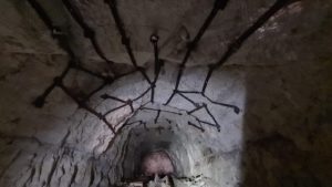 Looks like a giant spolider web on the tunnel roof - Mukheiba tunnel