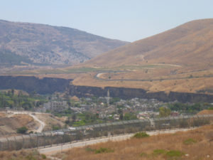 Mukheiba town in Jordan. The tunnel in Israel, North to the Yarmouk river - Israel-Jordan border