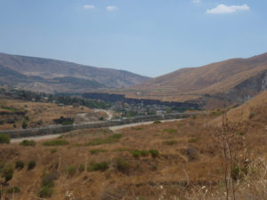Looking East over the Yarmouk valley and Mukheiba town Israel-Jordan border