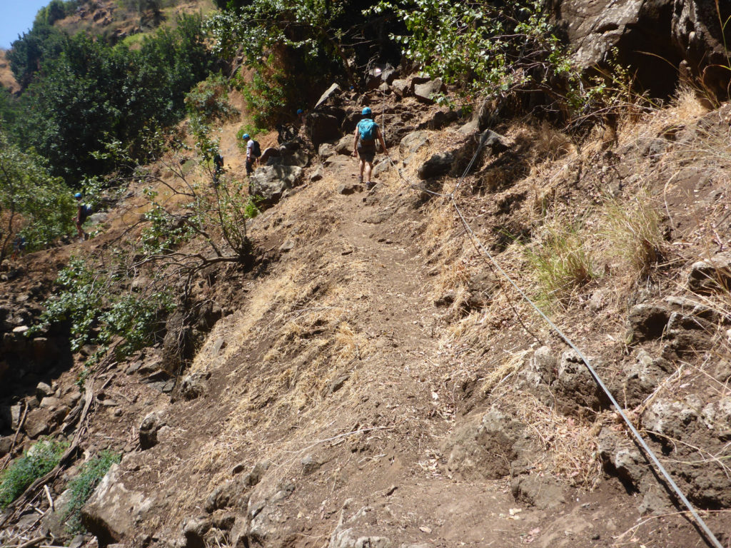 Between the second and third waterfall