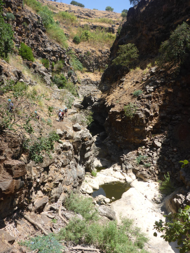 Between the second and third waterfall